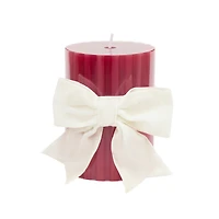 Red with White Bow Sparkling Cider Scented Pillar Candle by Ashland