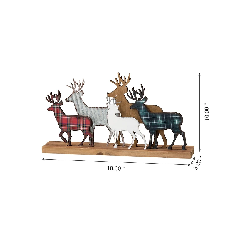 Glitzhome® 18" Galvanized Metal & Wooden Reindeer Table Décor