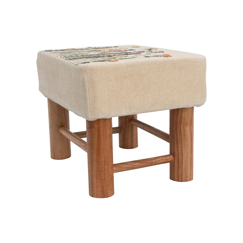 Hello Honey® 16" Floral Embroidered Cotton Upholstered Stool