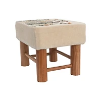 Hello Honey® 16" Floral Embroidered Cotton Upholstered Stool
