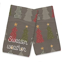 Sweater Weather Gray Tree Pattern Tea Towel Set