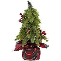 3 Pack 9" Unlit Mini Downswept Pine Artificial Christmas Tree