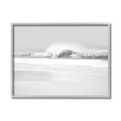 Stupell Industries Waves Crashing onto Beach Black and White in Gray Frame Wall Art