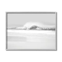 Stupell Industries Waves Crashing onto Beach Black and White in Gray Frame Wall Art