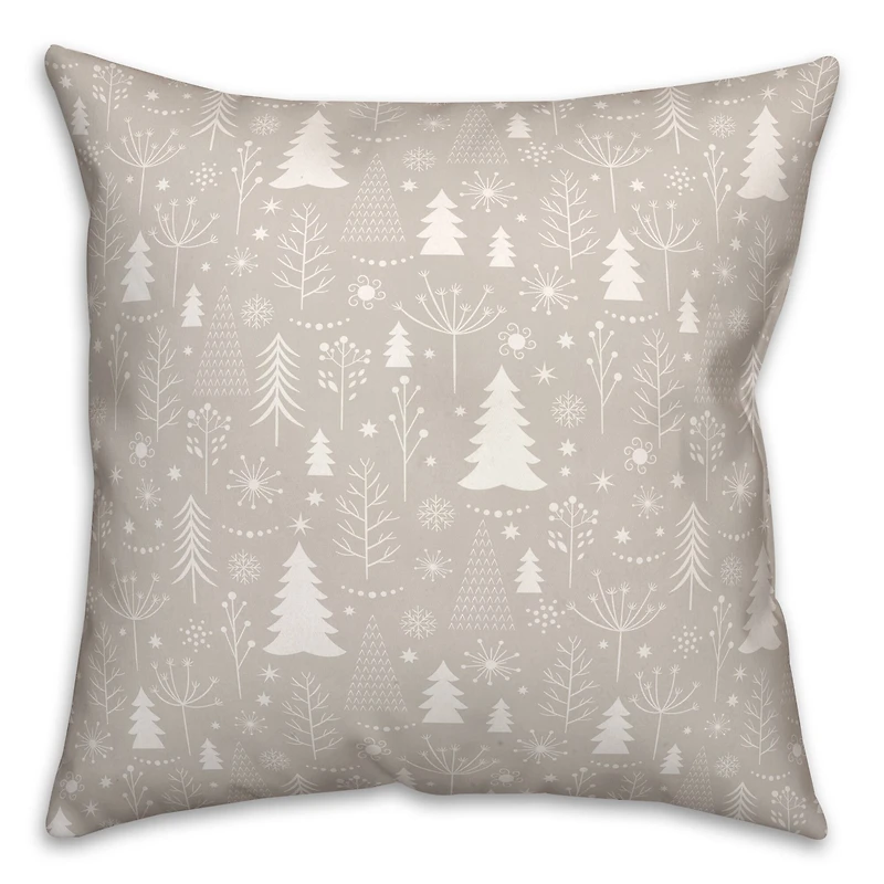 Winter Tree Soft Gray 18x18 Throw Pillow