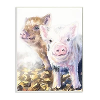 Stupell Industries Baby Piglets Smiling Adorable Farm Animals Wood Wall Plaque