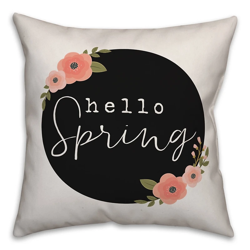 Hello Spring Floral Throw Pillow
