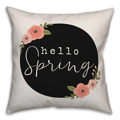 Hello Spring Floral Throw Pillow