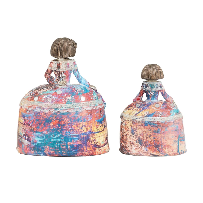 Set of 2 Multi Polystone Tuscan Sculptures, 8" x 5" x 4"