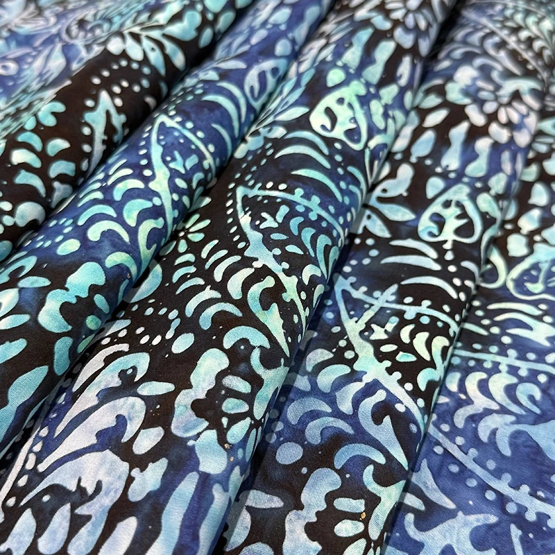 Feldman Premium Indonesian Batik Navy & Lilac Paisley Fabric