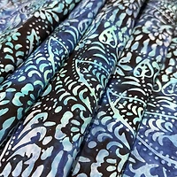 Feldman Premium Indonesian Batik Navy & Lilac Paisley Fabric