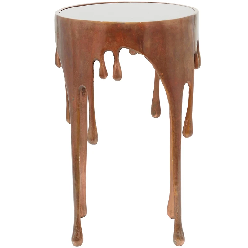 25" Bronze Melting Drip Design Accent Table 