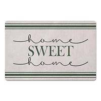 White with Green Stripes Home Sweet Home Floor Mat