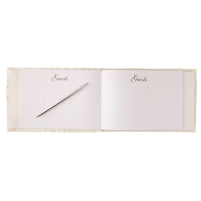 Celebrate It™ Occasions™ Guestbook & Pen Set, White Vintage Lace