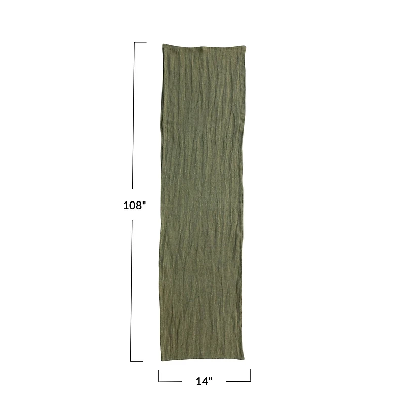 Hello Honey® 108" Green Stonewashed Linen Table Runner