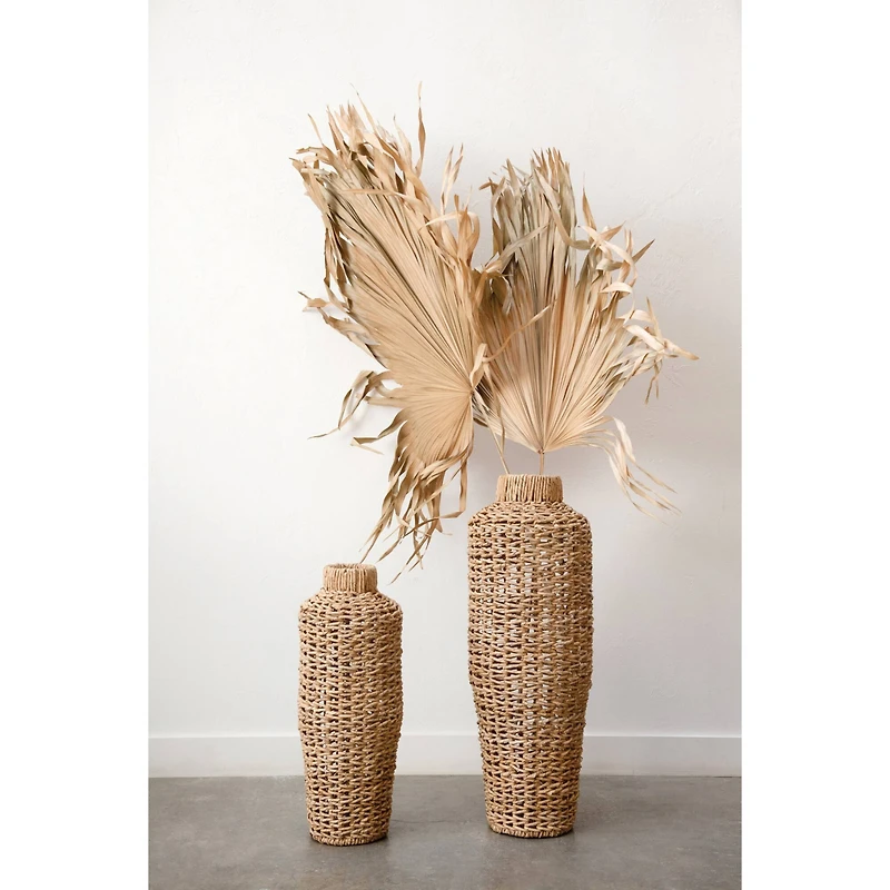 Hello Honey® 22" Handwoven Water Hyacinth & Rattan Floor Vase