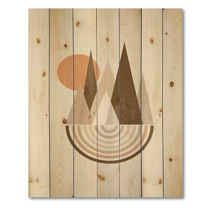 Designart - Minimalistic Mountain Landscape With Red Full moon