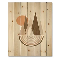 Designart - Minimalistic Mountain Landscape With Red Full moon