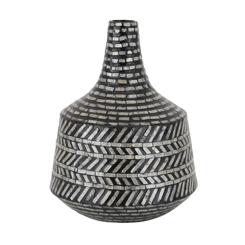 16" Black Shell Contemporary Vase