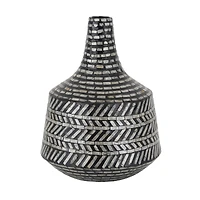 16" Black Shell Contemporary Vase