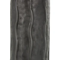 15" Black Metal Snakeskin Inspired Vase with Dimensional Wavy Accents