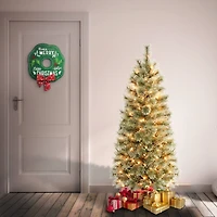4.5 ft. Pre-Lit Arcadia Cashmere Pine Slim Artificial Christmas Tree, Clear Lights