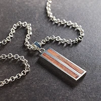 Rhodium & Wood Rectangle Pendant by Bead Landing™