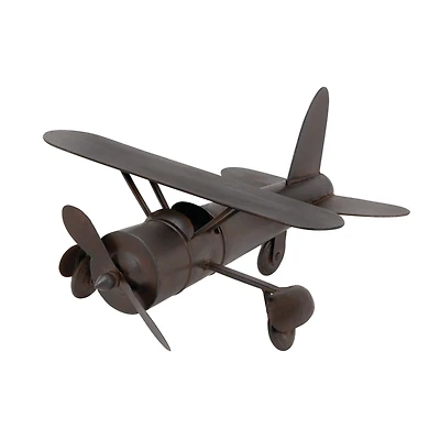 Brown Metal Vintage Sculpture, Airplane 9" x 18" x 15"