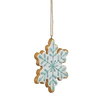 Frosted Snowflake Cookie Christmas Ornament - 3.75" - White and Green