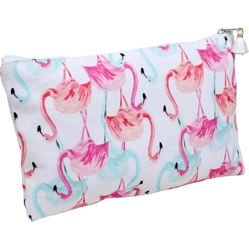 SINGER® Large Flamingo Print Sewing Basket with Matching Pouch Sew Kit