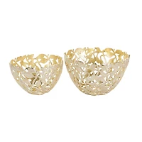 Gold & White Aluminum Leaf Decorative Bowl Set