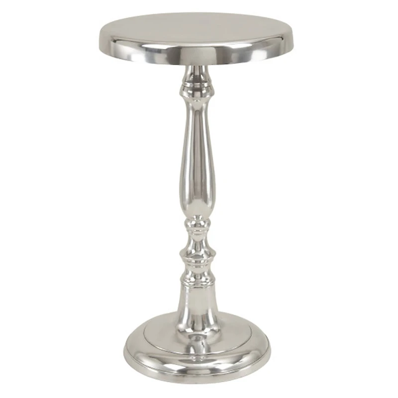 Silver Aluminum Traditional Accent Table