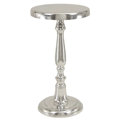 Silver Aluminum Traditional Accent Table