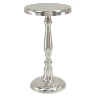 Silver Aluminum Traditional Accent Table