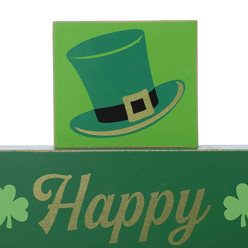 Glitzhome® 9.5" St. Patrick's Wooden Block Table Sign