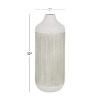 White Metal Contemporary Style Vase, 17" x 7" x 7"