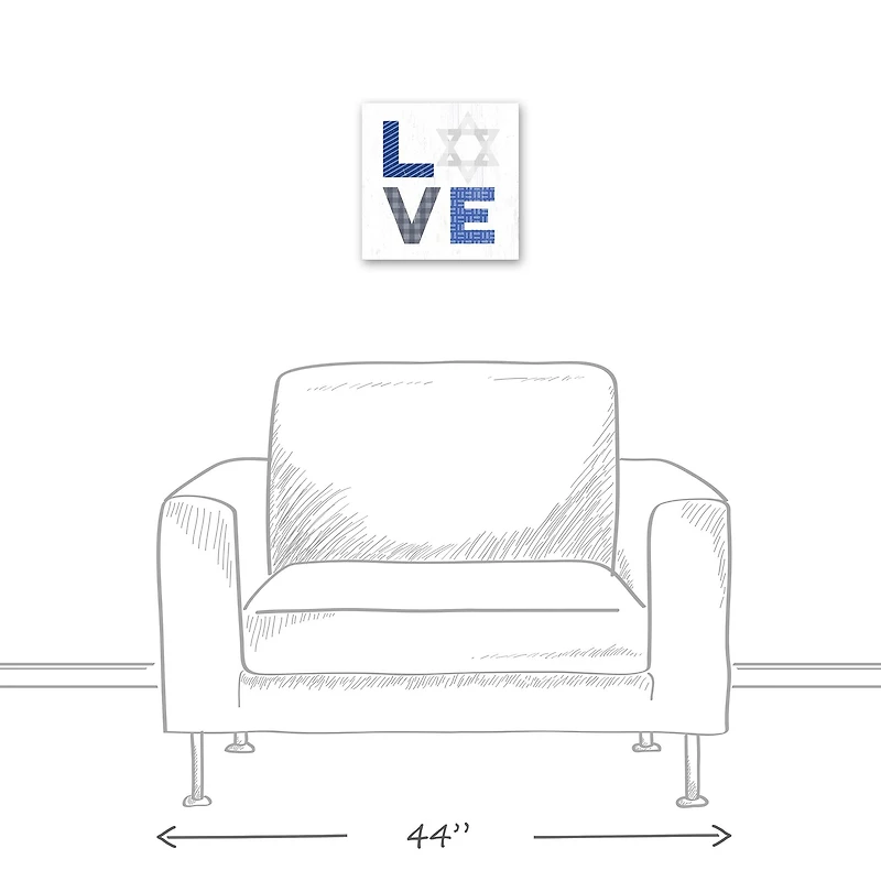 Love Hanukkah Blues 12x12 Canvas Wall Art