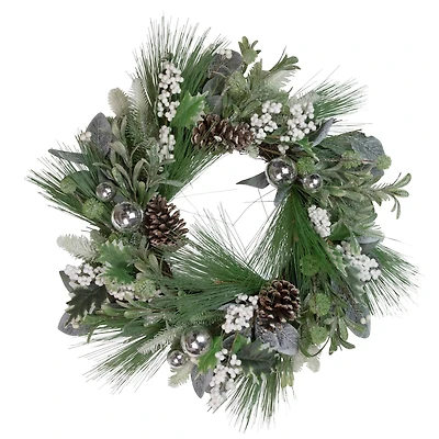 24" Mixed Foliage & Berries Artificial Christmas Wreath