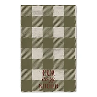 Our Cozy Kitchen Green Buffalo Check Tea Towel - Set of 2