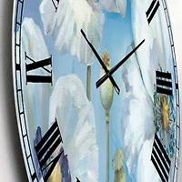 Designart 'Handpainted White Flower On Blue Ii Farmhouse Wall Clock