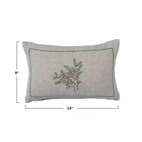 Hello Honey® Botanical Embroidery with French Knots Cotton & Linen Lumbar Pillow