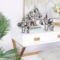 Silver Contemporary Elephant Sculpture Set