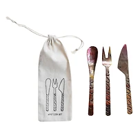 Hello Honey 3-Piece Hand-Forged Copper Appetizer Set, Burnt Finish