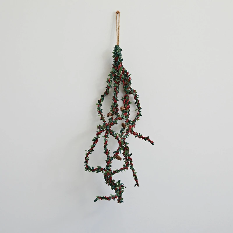 Hello Honey® 29.5" Faux Holly Leaf Spray with Red Berries & Pinecones