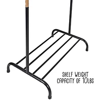 Honey Can Do Black Single Garment Rack with Shoe Shelf & Hanging Bar