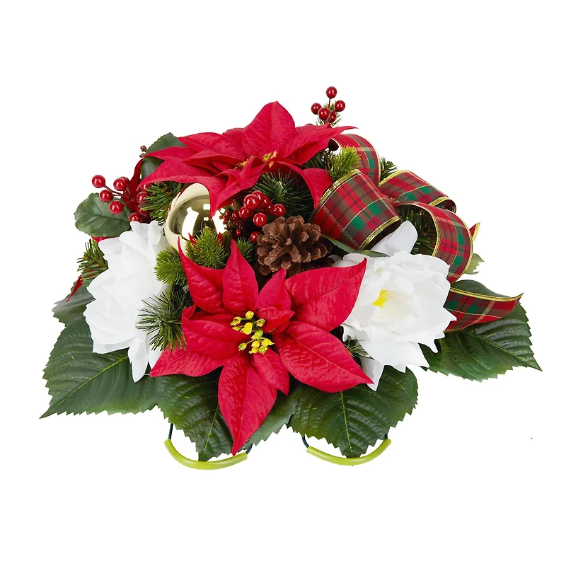 17" Red & White Poinsettia Remembrance Saddle by Ashland®