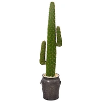 4.9ft. Cactus Artificial Plant in Black Metal Planter