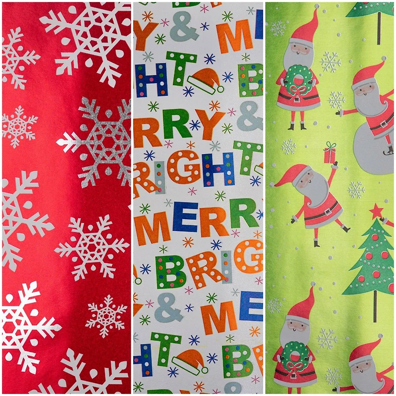 JAM Paper Frosted Holiday Christmas Foil Gift Wrap Set