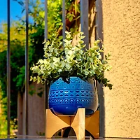 Flora Bunda® 5" Eucalyptus In Navy Mayan On Stand
