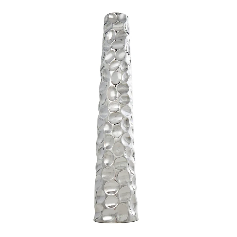 3ft. Silver Ceramic Geometric Bubble Vase with Concaved Circles